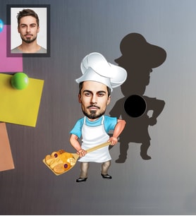 Kişiye Özel Frınıcı Karikatürlü Ahşap Magnet Bay-1