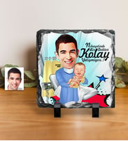 BK Gift Kişiye Özel Bay Ebe Karikatürlü Dekoratif Doğal Taş  1