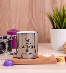 Kaptan Ahşap Altlıklı Mumlu Silver Kupa Bardak
