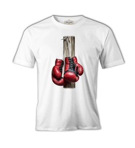 Boks Eldivenleri Beyaz Erkek Tshirt