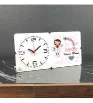Hemşire Ahşap Masa Saati 004