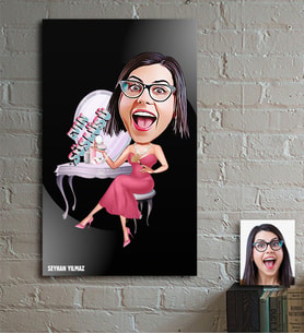 BK Gift Kişiye Özel Bayan Evin Süslüsü Karikatür Ahşap Tablo - 1