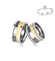 Black-Gold Altın Kaplama Gümüş Alyans / Tektaş Hediye  - Ats103