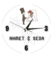 Kişiye Özel Karikatür Gelin Damat Duvar Saati