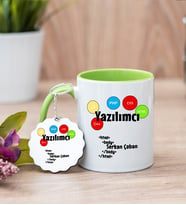 Yazılımcı Yeşil Kupa Bardak Ve Anahtarlık Set