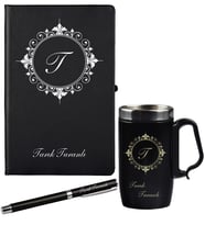 Kişiye Özel Hazırlanmış Hediye Siyah Defter Kalem Ve Termos - Mug Seti