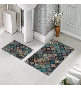 Banyo Halısı Ikili Klozet Takımı Kaymaz Tabanlı (60 xm x 100 cm + 40 cm x 60 cm) 