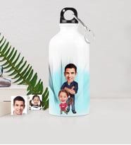 BK Gift Kişiye Özel Baba Kız Karikatürlü Metal Suluk 500 Ml 1