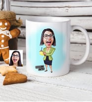BK Gift Kişiye Özel Bayan Sekreter Karikatür Beyaz Kupa Bardak