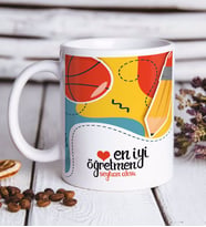 BK Gift Kişiye Özel En İyi Öğretmen Beyaz Kupa Bardak -5