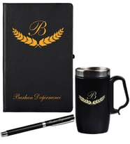 Kişiye Özel Hazırlanmış Hediye Siyah Defter Kalem Ve Termos - Mug Seti