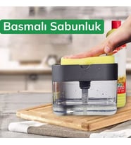 Kullanımı Kolay İkisi Bir Arada Basmalı Pratik Sıvı Sabunluk Pompası ve Bulaşık Yıkama Süngeri Haznesi (Karışık)