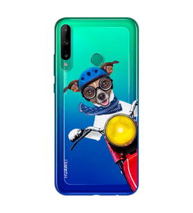 Motorcu Köpek Tasarımlı Süper Şeffaf Silikon Telefon Kılıfı Huawei P40 Lite E