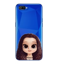 Kıvırcık Saçlı Kız Tasarımlı Süper Şeffaf Silikon Telefon Kılıfı Oppo Realmi C2