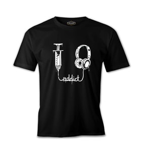 Music Addict Siyah Erkek Tshirt