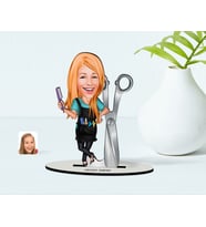 BK Gift Kişiye Özel Bayan Kuaförü Karikatür Ahşap Biblo  1