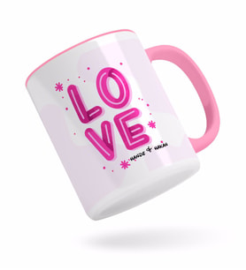 BK Gift Kişiye Özel Love Tasarımlı Pembe Kupa Bardak-5