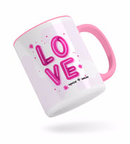 BK Gift Kişiye Özel Love Tasarımlı Pembe Kupa Bardak-5