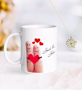 BK Gift Kişiye Özel Sevgililer Günü Kupa ve Çift İsimli Papatya Kolye-81 (Model 1)