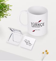 BK Gift Kişiye Özel Türkçe Öğretmeni Beyaz Kupa Ayna Seti-2 (Model 1)