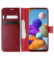 Microsonic Samsung Galaxy A21s Kılıf Delux Leather Wallet Kırmızı