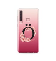 Pembe Çiçekli Harf Tasarım Süper Şeffaf Silikon Telefon Kılıfı Samsung A9 (2018)