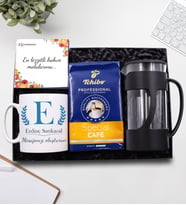 Kişiye Özel Harf Kupa & French Press & 250 Gram Tchibo Special Filtre Kahve Hediye Seti