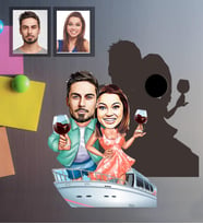 Kişiye Özel Sevgili Karikatürlü Ahşap Magnet Model 20