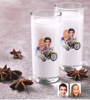 BK Gift Kişiye Özel Renkli Baskılı Evleniyoruz Karikatürlü İkili Rakı Bardağı Seti-8 (Beyaz)