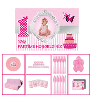 Pembe Kelebek Pasta Masa Süslemesi 20 Kişilik