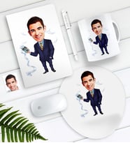 BK Gift Kişiye Özel Bay Muhasebeci Karikatürlü Defter Kalem Kupa Mouse Pad Seti (Model 1)