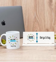 Çocuk Gelişimi Öğretmeni Beyaz Kupa Bardak Ve Masa İsimliği Hediye Set