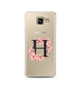 Pembe Çiçekli Harf Tasarım Süper Şeffaf Silikon Telefon Kılıfı Samsung A3 (2017)