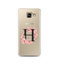 Pembe Çiçekli Harf Tasarım Süper Şeffaf Silikon Telefon Kılıfı Samsung A3 (2017)