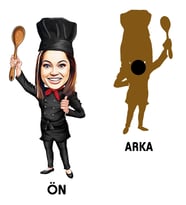 Kişiye Özel Aşçı Karikatürlü Ahşap Magnet Bayan-4