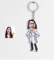 BK Gift Kişiye Özel Bayan Doktor Karikatür Anahtarlık  1