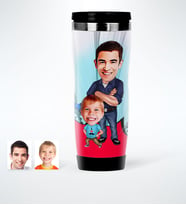 BK Gift Kişiye Özel Baba Oğul Karikatürlü Çelik Termos Bardak  2