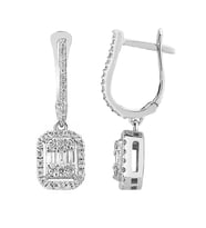 Modern Tasarım 0.65 Ct Baget Kare Tektaş Küpe (Beyaz)