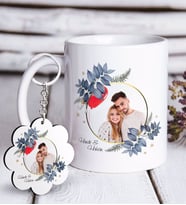BK Gift Kişiye Özel İsimli Fotoğraflı Beyaz Kupa ve Anahtarlık Hediye Seti-34 (Model 1)