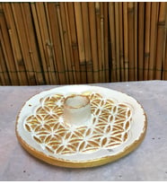 Yaşam Çiçeği Seramik Tütsülük (Altın-Beyaz)