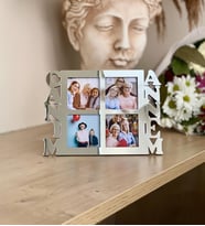 Kişiye Özel 4 Fotoğraflı Canım Annem Mdf Çerçeve Gümüş
