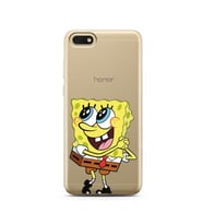 Süngerbob Tasarımlı Süper Şeffaf Silikon Telefon Kılıfı Huawei Honor 7s-Y5 (2018