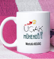 Mesajlı Uçak Mühendisi Tasarımlı Kişiye Özel Hediye Uçak Mühendisi Kupa Bardak