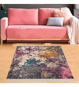 Batik Desenli Renk Geçişli Dijital Baskı Yıkanabilir Kaymaz Taban Salon Halısı ve Yolluk (Karışık)