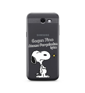 Snoopy Tasarımlı Süper Şeffaf Silikon Telefon Kılıfı Samsung J3 Prime