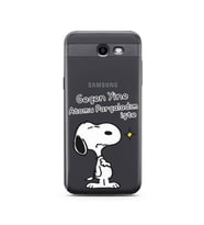 Snoopy Tasarımlı Süper Şeffaf Silikon Telefon Kılıfı Samsung J3 Prime