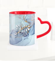 BK Gift Kişiye Özel Mermer Desenli Kırmızı Kalpli Kupa Bardak  9