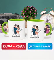 İkili Sevgiliye Hediye Bir Ömür Sevgililer Günü Hediyesi Kupa Bardak Yeşil
