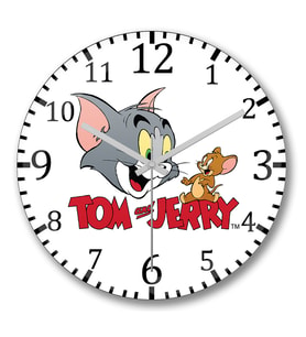 Tom ve Jerry Duvar Saati Bombeli Gercek Cam