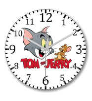 Tom ve Jerry Duvar Saati Bombeli Gercek Cam